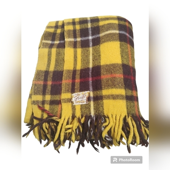 Faribo Faribault Plaid Blanket Gold Throw - Picture 2 of 4